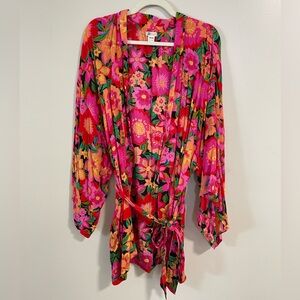 Billabong Bright floral kimono with tie waist.